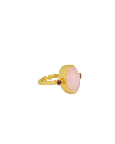 Ottoman Hands Lucia Rose Quartz Cocktail Ring In Gold