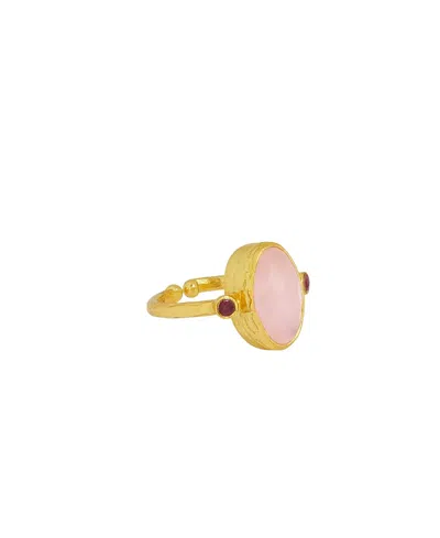 Ottoman Hands Lucia Rose Quartz Cocktail Ring In Gold