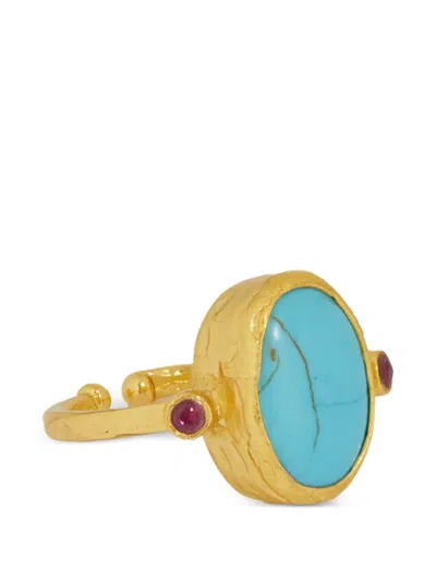 Ottoman Hands Lucia Turquoise Cocktail Ring In Gold