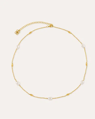 Ottoman Hands Lyra Pearl Beaded Necklace In Gold