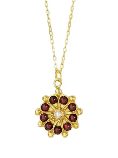 Ottoman Hands Marigold Halskette Mit Granatperlen In Gold