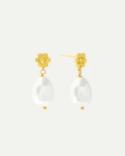 Ottoman Hands Mavis Pearl Drop Stud Earrings In Multi