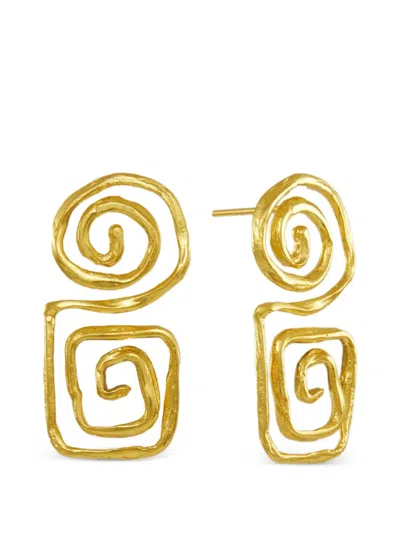 Ottoman Hands 메가라 기하학 스파이럴 이어링 In Gold