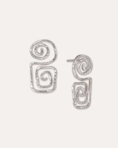Ottoman Hands Megara Sterling Silver Spiral Stud Earrings