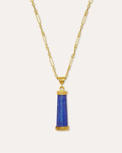Ottoman Hands Minar Lapis Handcarved Pendant Necklace In Multi