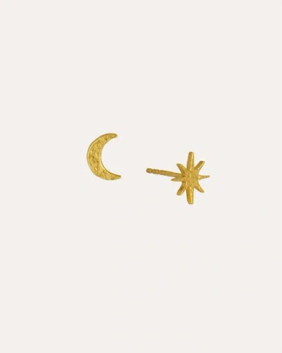 Ottoman Hands Moon And Star Studs In Gold