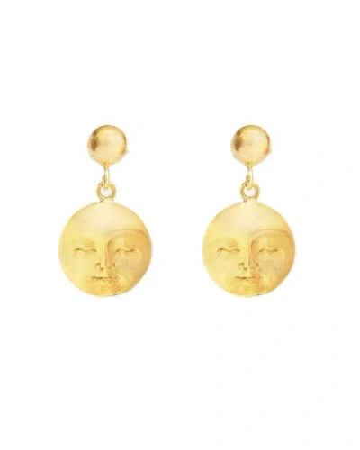 Ottoman Hands Moon Face Drop Earrings In Gold