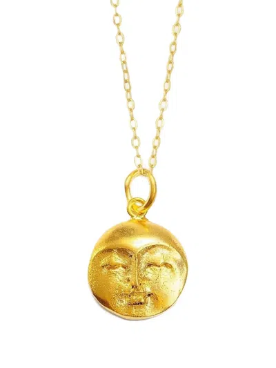 Ottoman Hands Moon-face Pendant Necklace In Gold