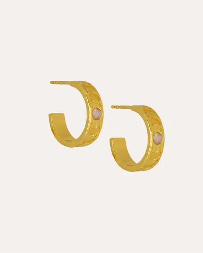 Ottoman Hands Moonstone Hoop Earrings In Gold
