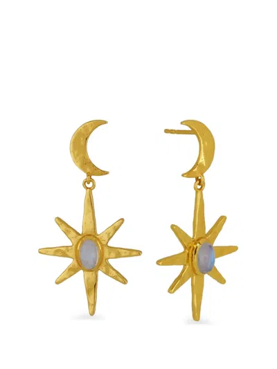Ottoman Hands Moonstone Hängeohrringe Mit Sternen In Gold