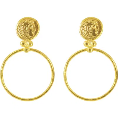 Ottoman Hands Myia Coin Front Hoop Earrings In Gold