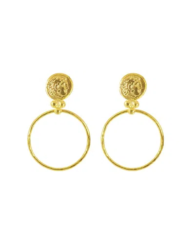 Ottoman Hands Myia Coin Front Hoop Earrings In Gold