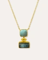 Ottoman Hands Nerissa Labradorite And Aqua Chalcedony Pendant Necklace In Gold