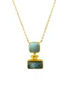 Ottoman Hands Nerissa Labradorite And Aqua Chalcedony Pendant Necklace In Gold