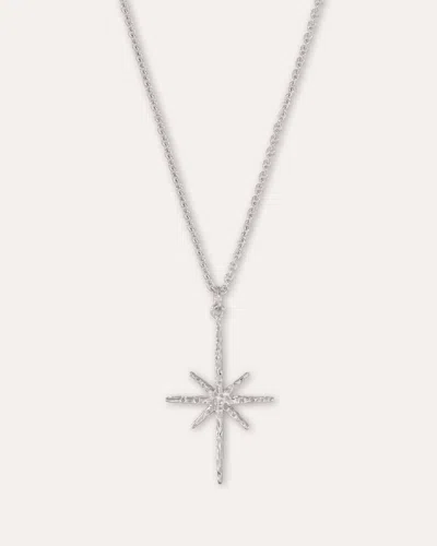 Ottoman Hands Northern Star Sterling Silver Pendant Necklace In White