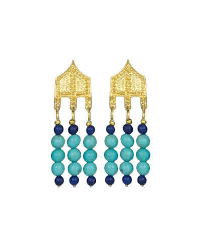 Ottoman Hands Riva Bead Drop Earrings In Metallic
