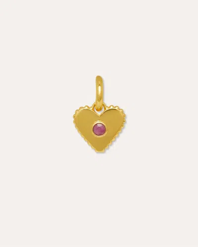 Ottoman Hands Ruby Heart Charm In Gold