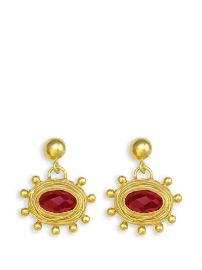 Ottoman Hands Ruby Zand Drop Earrings In Gold