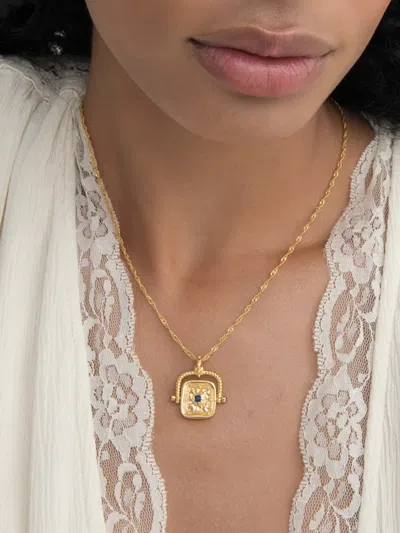 Ottoman Hands Sapphire Rotating Necklace In Gold
