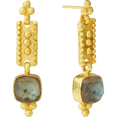 Ottoman Hands Shahrzad Labradorite Drop Earrings In Gold