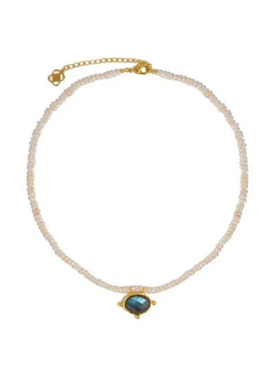 Ottoman Hands Sorel Pearl And Labradorite Beaded Necklace In Gold