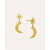 Ottoman Hands Star And Moon Drop Earrings In Gold