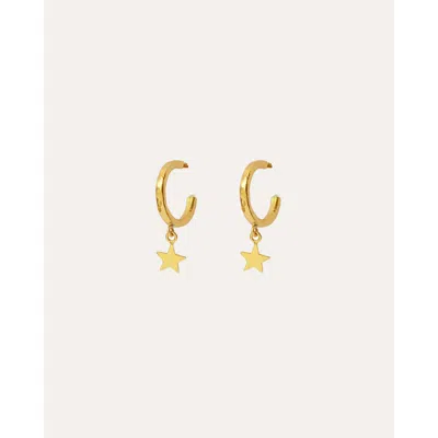 Ottoman Hands Star Charm Hoop Earrings In Gold