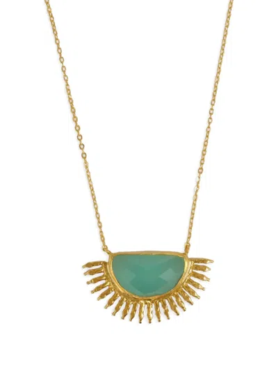 Ottoman Hands Sunrise Aqua Chalcedony Necklace In Multi