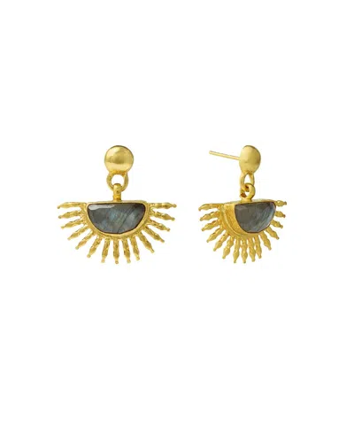 Ottoman Hands Sunrise Labradorite Drop Stud Earrings In Gold