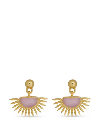 Ottoman Hands Sunrise Rose Quartz Drop Earrings In Multi