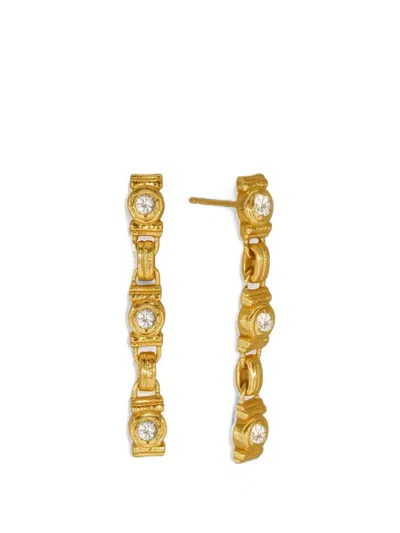 Ottoman Hands Tennis White Topaz Drop Earrings In Transparent