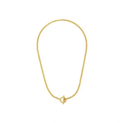 Ottoman Hands Thea Snake Chain Necklace With T-bar In Gold