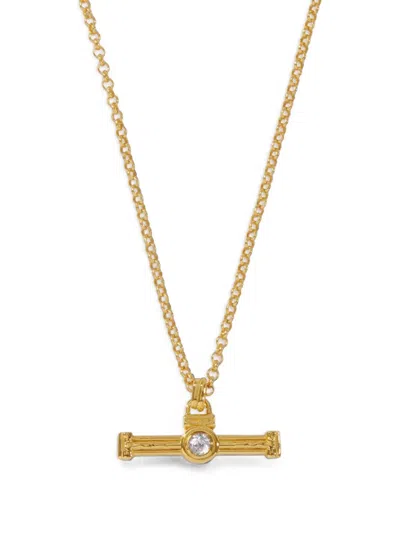Ottoman Hands Topaz T-bar Necklace In Transparent