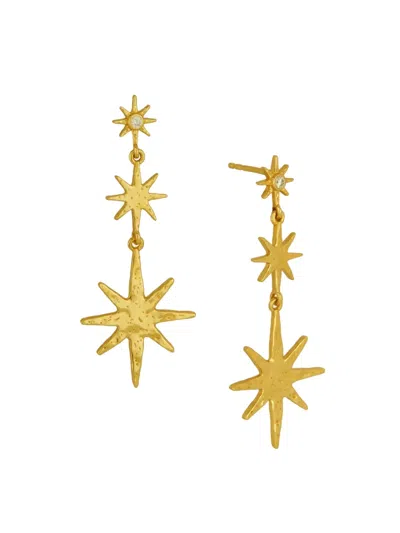 Ottoman Hands Triple Star Drop Earrings In Orange