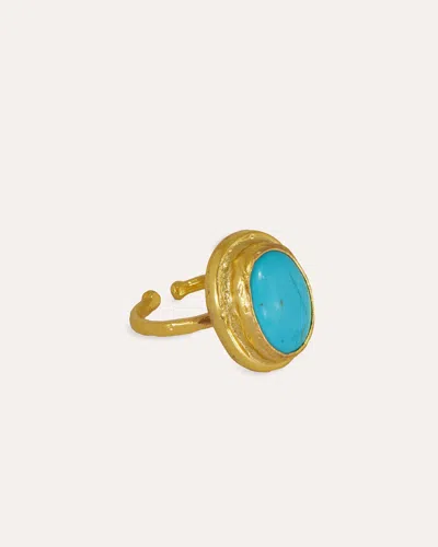 Ottoman Hands Turquoise Cocktail Ring In Gold