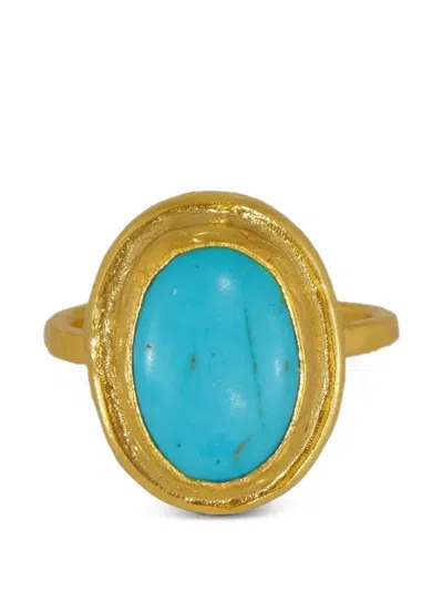 Ottoman Hands Turquoise Cocktail Rings In Gold