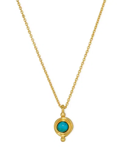 Ottoman Hands Turquoise Pendant Necklace In Gold