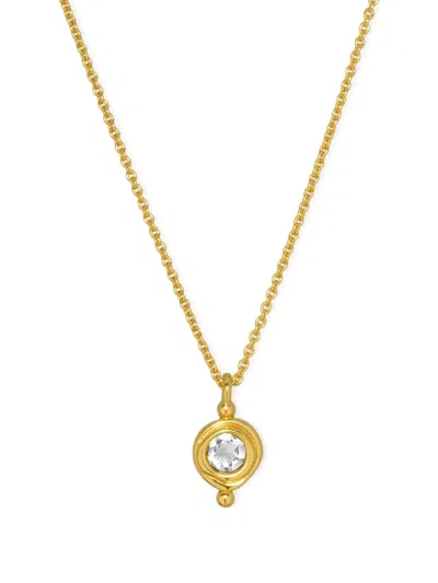 Ottoman Hands White Topaz Pendant Necklace In Gold