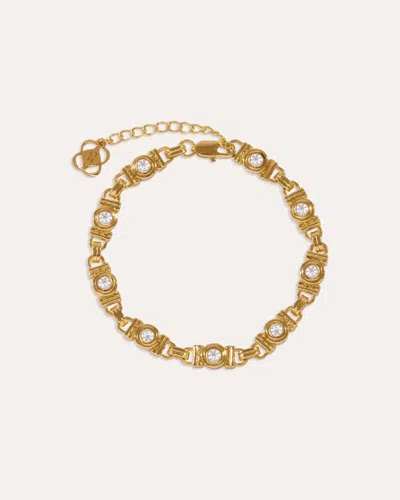 Ottoman Hands White Topaz Tennis Bracelet In Gold