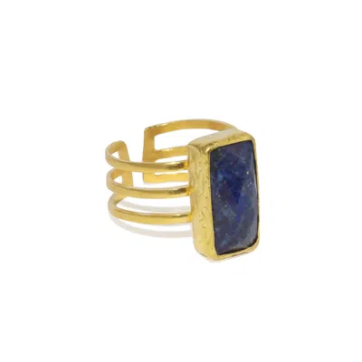 Ottoman Hands Women's Blue / Gold Lara Lapis Cocktail Ring