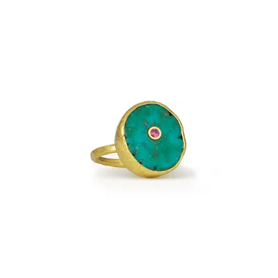 Ottoman Hands Women's Gold / Blue Amalfi Turquoise Cocktail Ring In Green