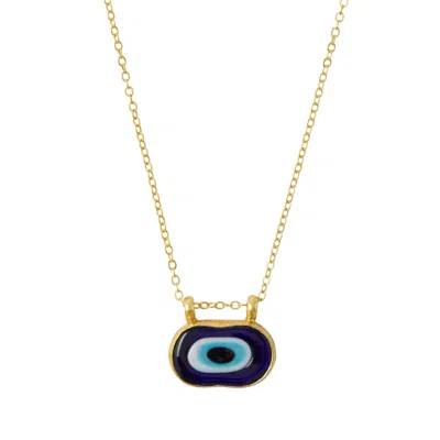 Ottoman Hands Women's Gold / Blue Amelia Evil Eye Pendant Necklace