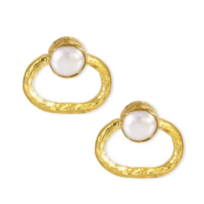 Ottoman Hands Women's Gold Carla Pearl Stud Earrings