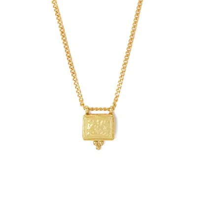 Ottoman Hands Women's Gold Delphi Square Pendant Necklace