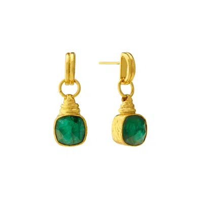 Ottoman Hands Women's Gold / Green Eleanor Emerald Drop Stud Earrings