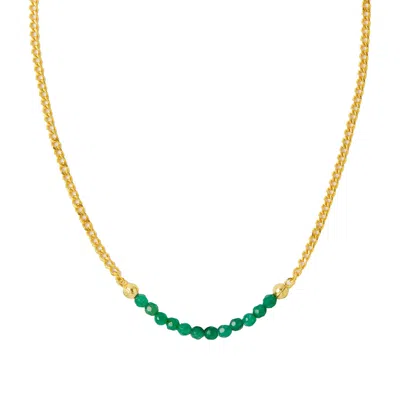 Ottoman Hands Women's Gold / Green Margot Green Jade Beaded Chain Necklace