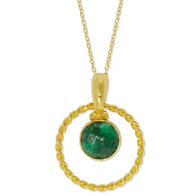 Ottoman Hands Women's Gold / Green Myra Emerald Pendant Necklace