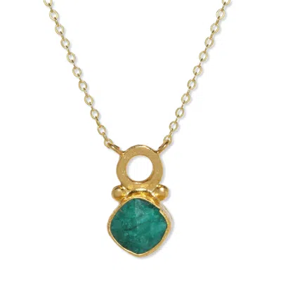 Ottoman Hands Women's Gold / Green Rhea Emerald Pendant Necklace