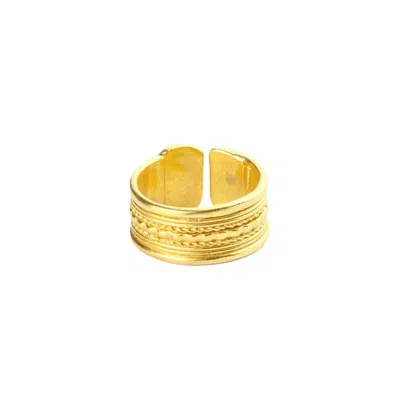 Ottoman Hands Women's Gold Horai Textured Stacking Ring