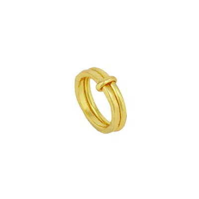 Ottoman Hands Women's Gold Iris Double Band Link Ring